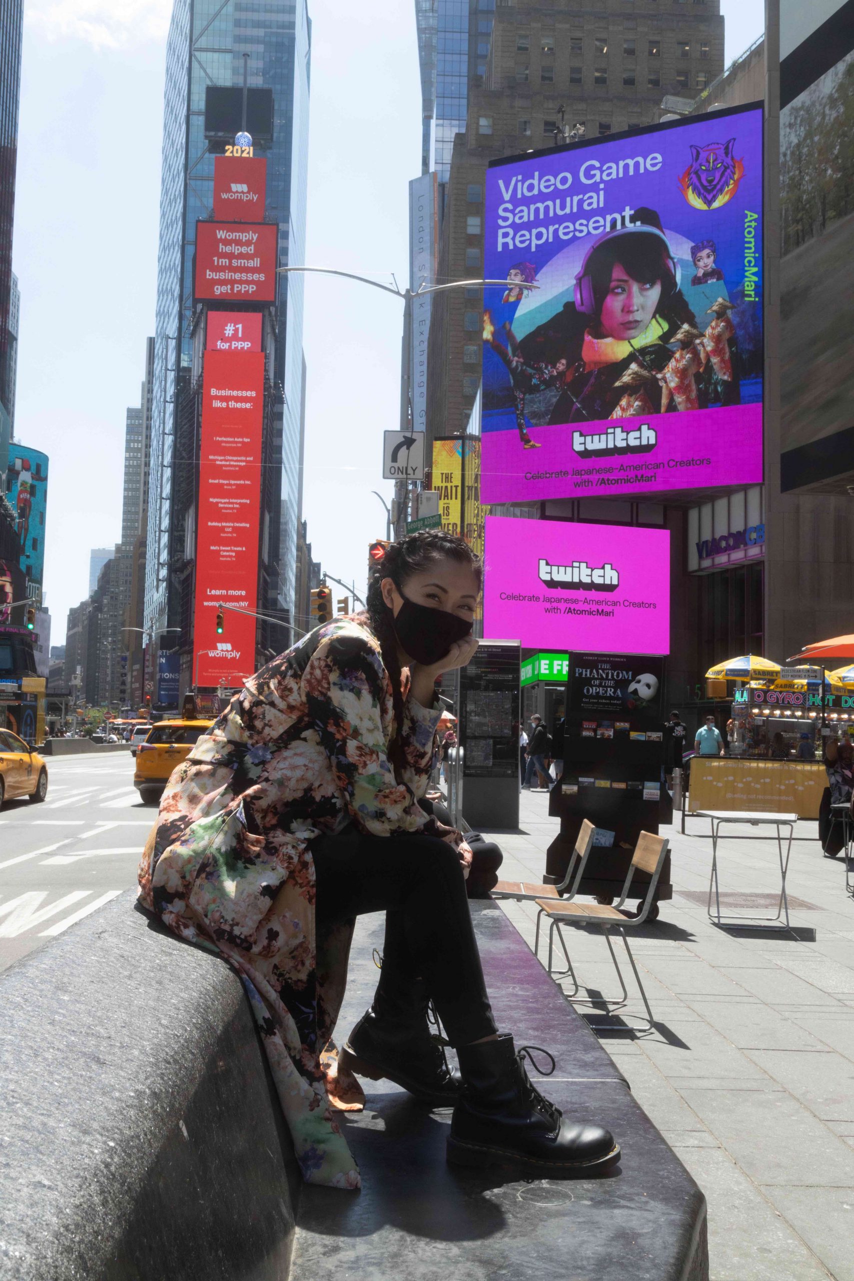 Mari Takahashi on Billboard in NYC Times Square, Photo Courtesy of Mari Takahashi
